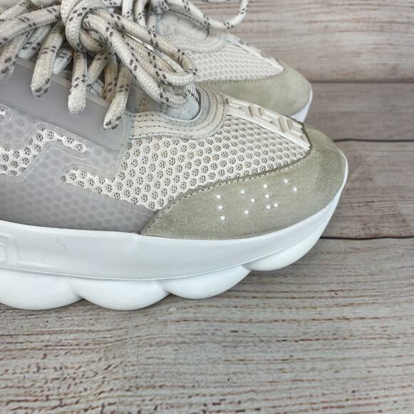 Versace Chain Reaction Mens Sneakers Sz 40 (US 7) White Mesh Rubber Suede - Picture 10 of 16